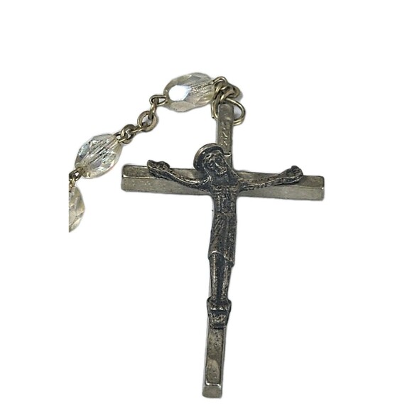 Vintage Crystal Glass Bead Catholic Rosary with Jesus Crucifix & Virgin Mary - Picture 3 of 14